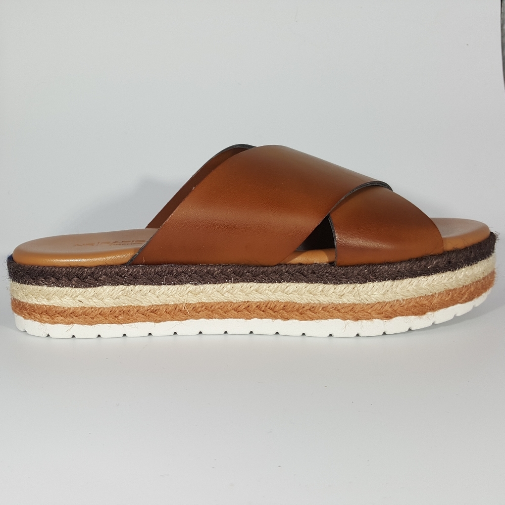 NR Rapisardi Cross Band Sandal on Woven Platform